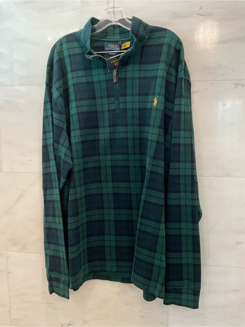 Polo Ralph Lauren Big Tall BLACKWATCH PLAID Estate Rib 1/4 Zip Sweatshirt 2LT W3